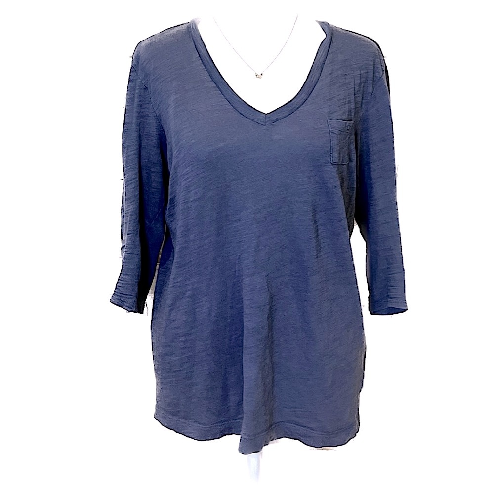 Tommy Hilfiger Blue V-Neck Long Sleeve T-Shirt, Women's Size Small.
